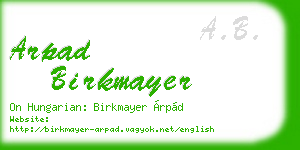 arpad birkmayer business card