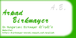 arpad birkmayer business card